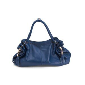 AMERILEATHER Royal Blue Made In Italy Leather Musette Handbag